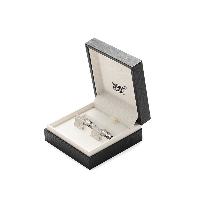 MONTBLANC Steel Square Cufflinks Silver Signature Lines 111316 [Gift]