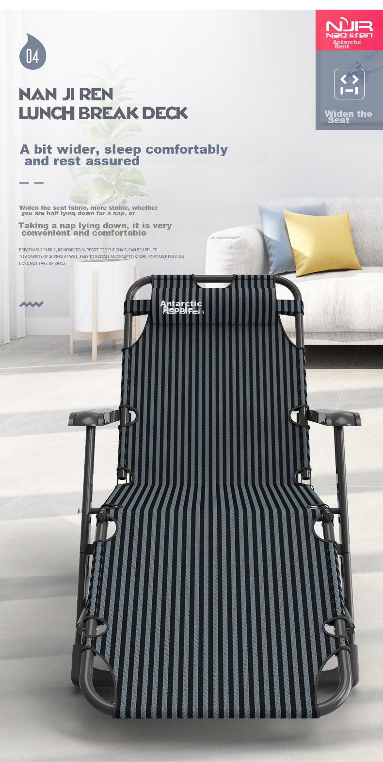 Nanjiren Folding Bed, Lounge Chair, Office Nap Chair, Single Bed, Hospital Companion Bed, Camp Bed with Thick Foam Mattress 5