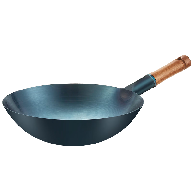 MAXCOOK Iron Wok, 32cm Non-Coated Traditional Stir-Fry Pan, Zhangqiu Hand-Forged Round Bottom, for Gas Stove Use, MCC0542