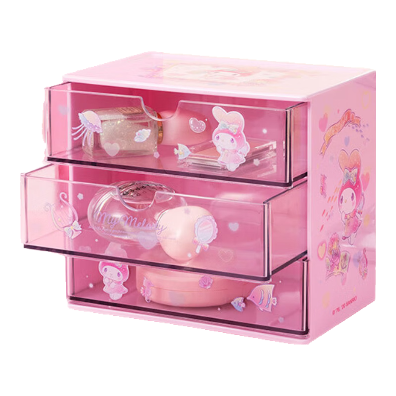 MINISO Sanrio Drawer-Style Storage Box, Desktop Organizer Jewelry Storage Box, 17*11*15cm