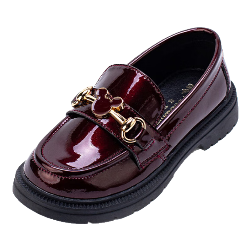 Follow Me Girls Black Patent Soft Sole School Performance Loafers Wine Red Size 36
