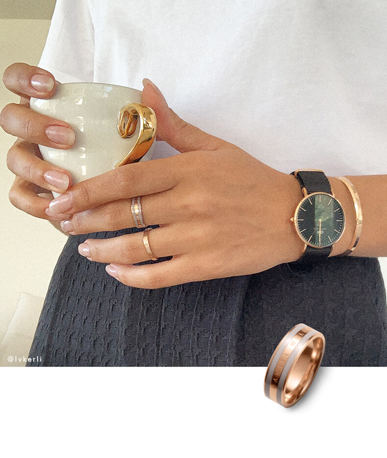 DanielWellington DW Ring for Women, Morning Mist Gray Rose Gold Size 48 Couple Rings DW053 Birthday Gift for Wome 5