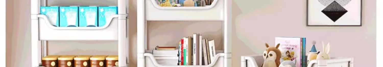 XIAOJIANGCAI Bookshelf Storage Rack, Floor-Standing Home Simple Multi-Layer with Wheels, Toy Storage Cart, 4-Tier Storage Shelf 20