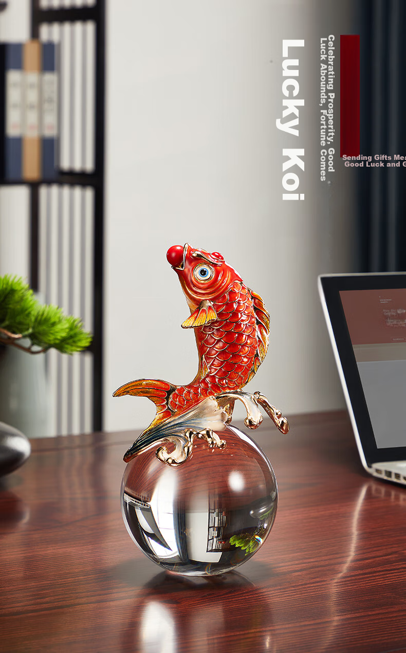 Nuoshiman Lucky Koi Fish Ornament for Business Opening, Housewarming, Moving Gift, Living Room And Office Decoration, New Year Present 1
