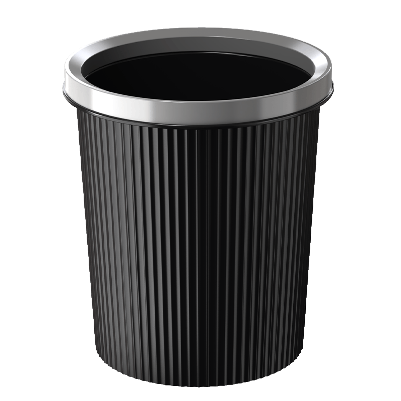 Bendi Press-Ring Trash Can 2-Pack 11L Black Large Kitchen Living Room Home Bathroom Office Dormitory Waste Bin
