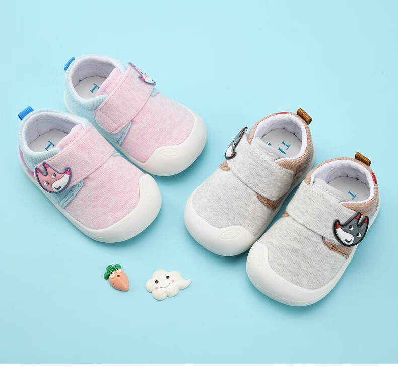 ThomBaker Baby Walking Shoes Spring And Autumn Style, Girls' Cloth Shoes, Boys' Cartoon Soft-Soled Non-Slip Shoes, Red Fox 19 9