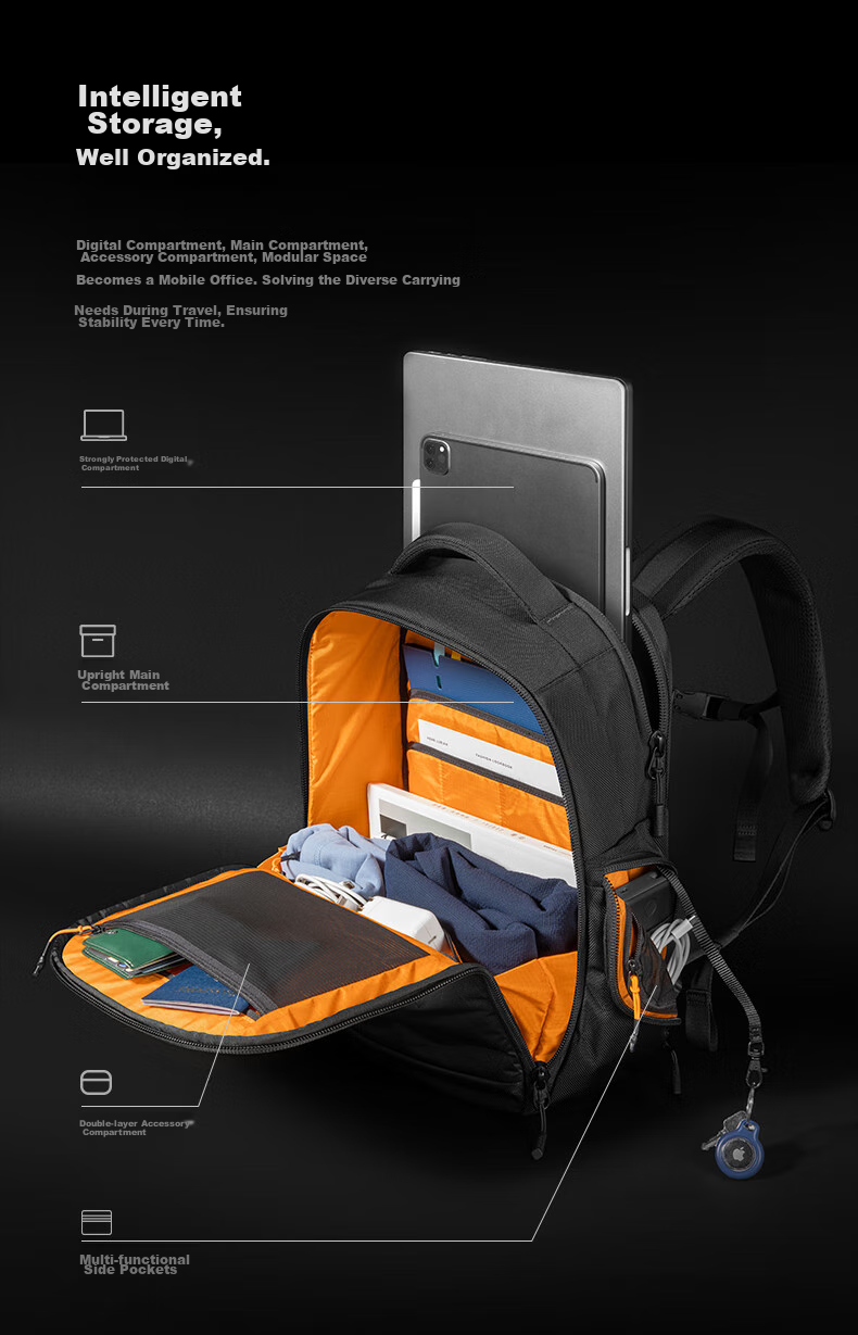 Tomtoc High-Performance Backpack Business Laptop Bag Large Capacity 16-Inch Notebook Computer Bag for Men Travel Water-Resistant T73 6