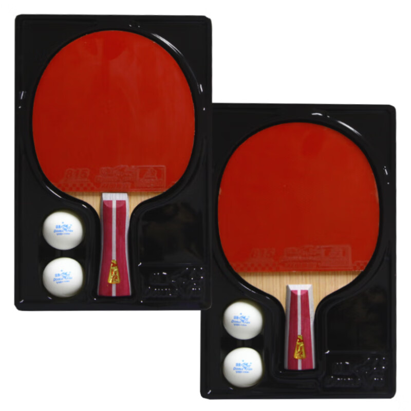 DOUBLE FISH Four-Star Table Tennis Racket with Horizontal And Vertical Grip Sold by JD (With 4 Balls/Beijing Warehouse Fast Delivery) 4A+C/E 7