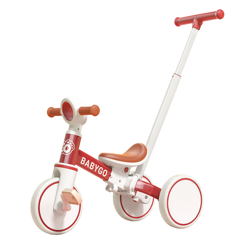 BG-BABYGO Children's Tricycle, Multifunctional Pedal Bike, Bicycle for Ages 1-5, Baby Balance Bike, Infant Pushchair, Ruby Red