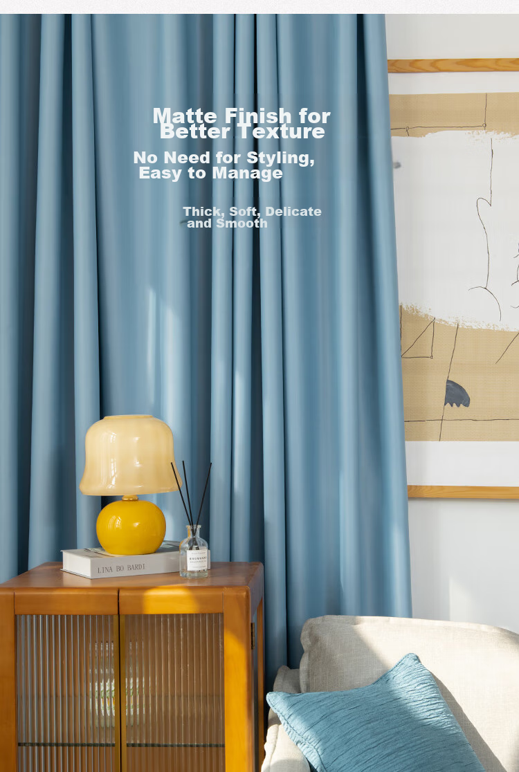 JD Original Black Beini Blue Curtains, 99% Blackout Finished Curtains for Bedroom And Living Room, Hook Style, Width 3m X Height 2.7m 9