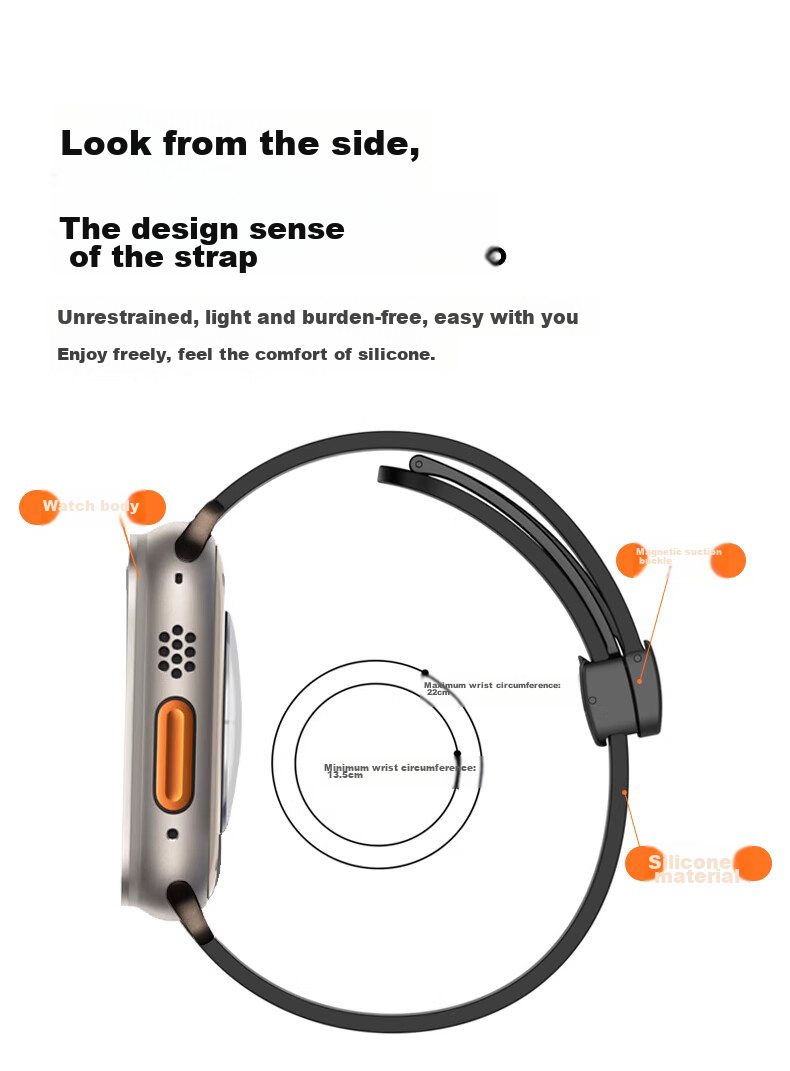 Mashi Compatible Apple Watch Band, Silicone Perforated Hollow Design for Ultra 4/3/iWatch/S12/11/10/9/8/7/6/SE, Breathable Magnetic Strap for Autum 6