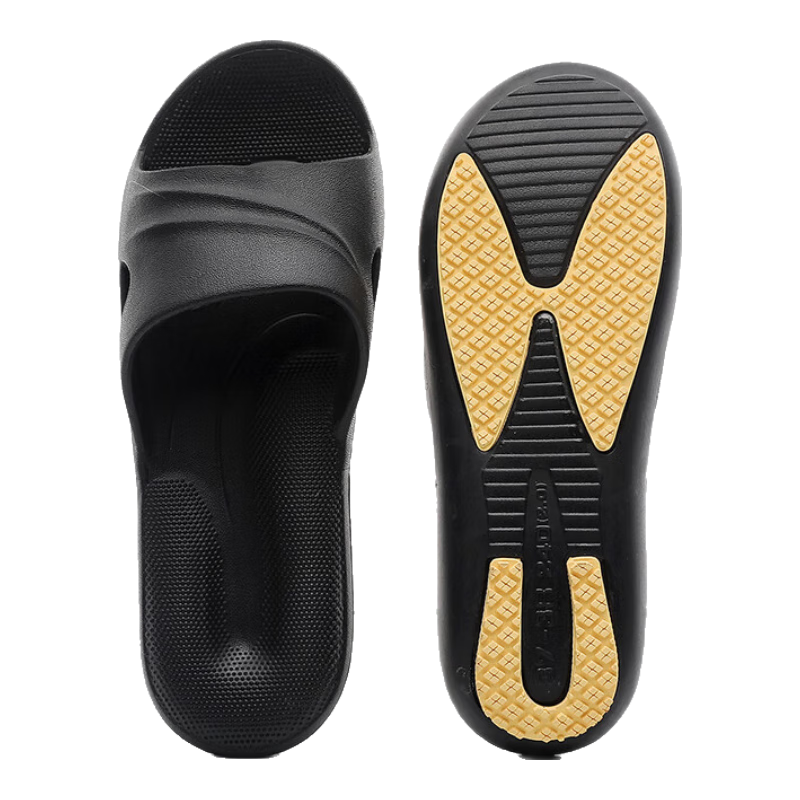 GUOLUOFEI Non-Slip Slippers for Elderly, Women, Pregnant Women, Indoor Use, Men's Bathroom Slippers, Summer Season, Black, Size 43-44
