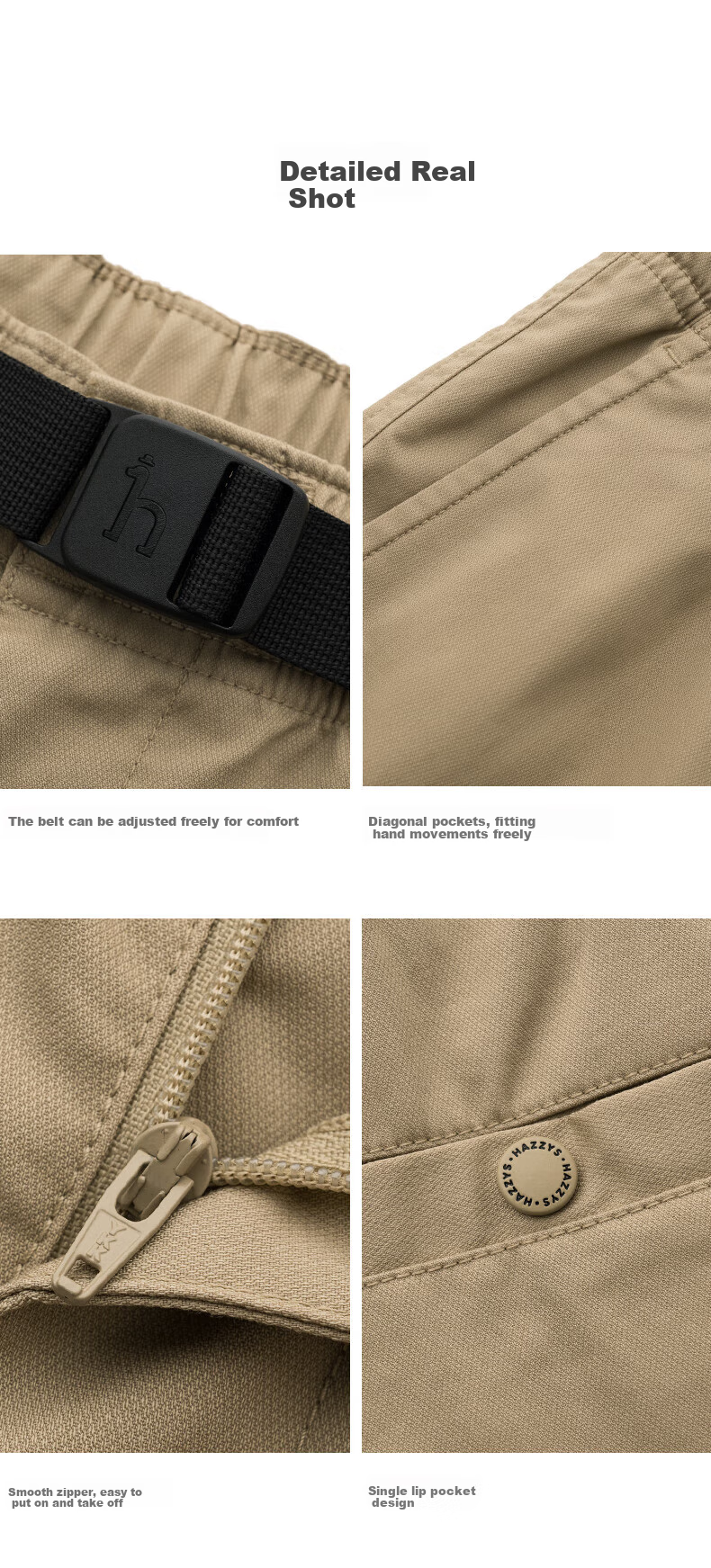 HAZZYS Men's Clothing, Summer Blend Men's Pants [PHIZ Series], Elastic Band Design Loose Shorts for Me 10