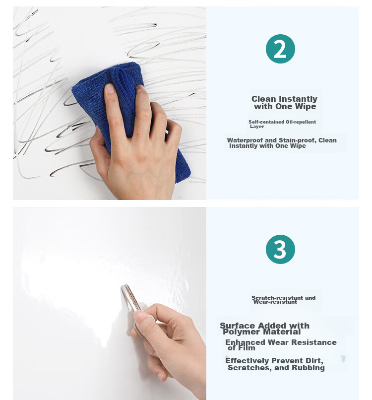 Qinghua Wall Static Electricity Protection Film, Latex Paint Wall Sticker, Anti-Kick Waterproof Wall Protector, Transparent 60*500cm 8