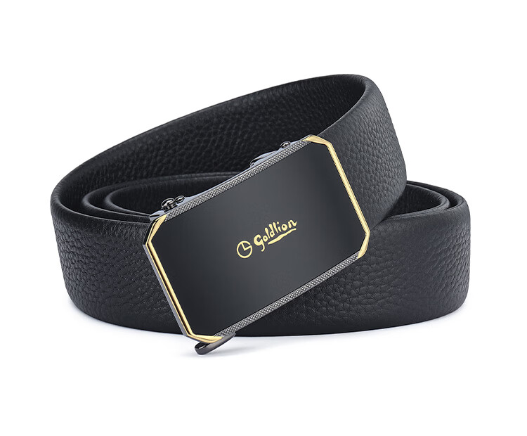 Goldlion Men's Belt, Business Casual Top-Grain Leather Automatic Buckle Inner Belt Waistband Gift Box, Birthday Gift for Gifting 12