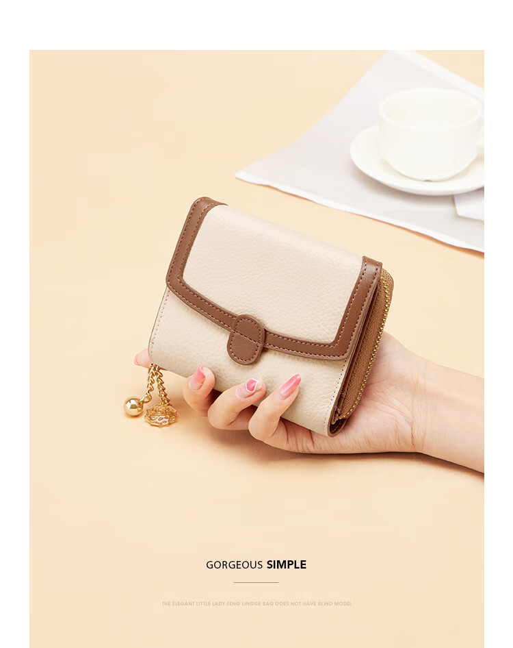 Kouyi Women's Short Wallet Genuine Leather Mini Fashion Coin Purse Student Birthday Gift for Girlfriend Wife 3