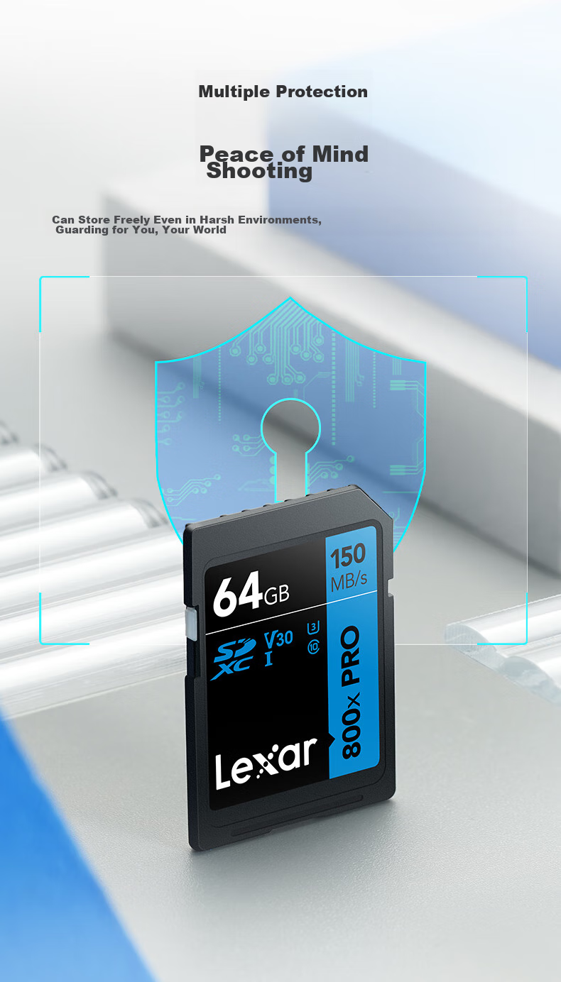 Lexar 64GB SD Memory Card, Read Speed 150MB/s, U3 V30 Entry-Level Camera Memory Card, High-Speed Performance, Capture with Ease (800x PRO) 5
