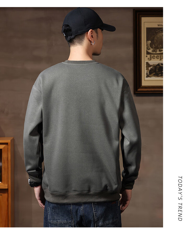 JEEP Men's Sweatshirt, New Spring And Autumn 2026 Style, Trendy Round Neck, Loose Long-Sleeve Casual Sportswear Top for Men, Fashionable 29