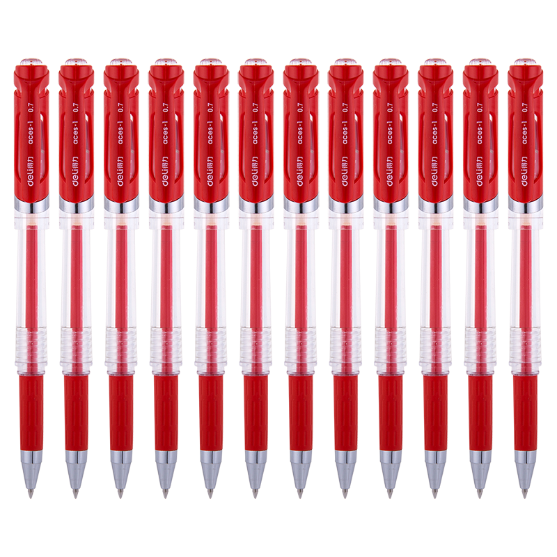 Deli 0.7mm Office Gel Pen, Signing Pen, Office Supplies, 12 Pens/box DL-S20 Red for College Entrance Exam