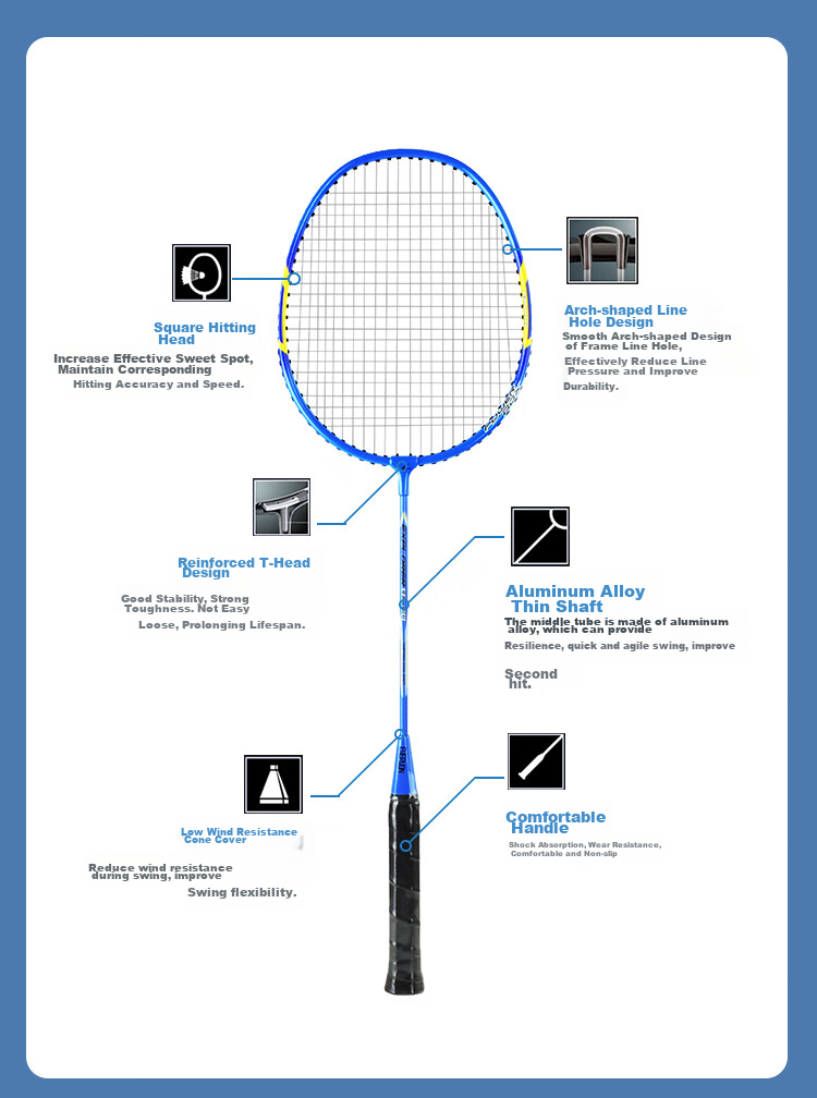 EVERVON Badminton Racket Set for Adults And Students, Beginner Training Rackets, Durable Pair of Rackets 300+301 with Shuttlecock 3