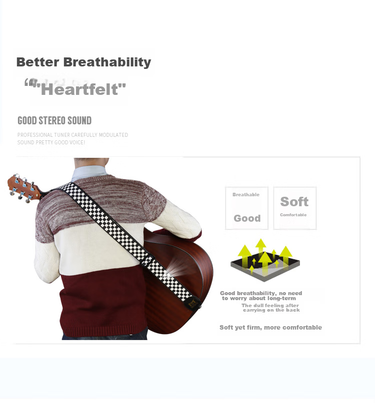 MOSEN MBD01 Leather-Head Thickened Cotton Durable Folk Guitar Strap, Electric Guitar Bass Guitar Acoustic Guitar Strap 10