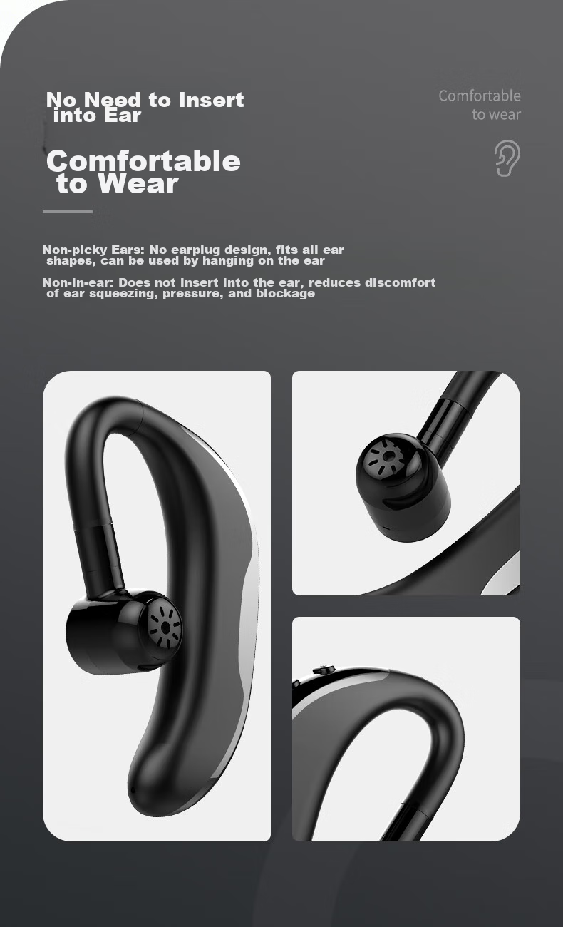 Masentek F610 Wireless Bluetooth Headphones, Single-Ear Non-In Ear-Hook Style Headset, Sports Car Audio Long-Lasting Battery Life, Compatible with Apple Huawei Xiaomi Honor Phones And Computers 2