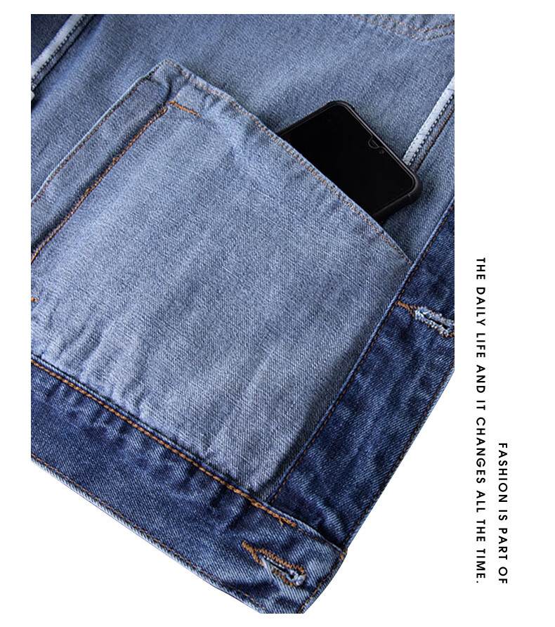 Jeanswest Men's Jacket 2026 Spring Summer Trendy Embroidered Youth Workwear Long Sleeve Denim Coat Loose Fit Dark Blue 4XL 9