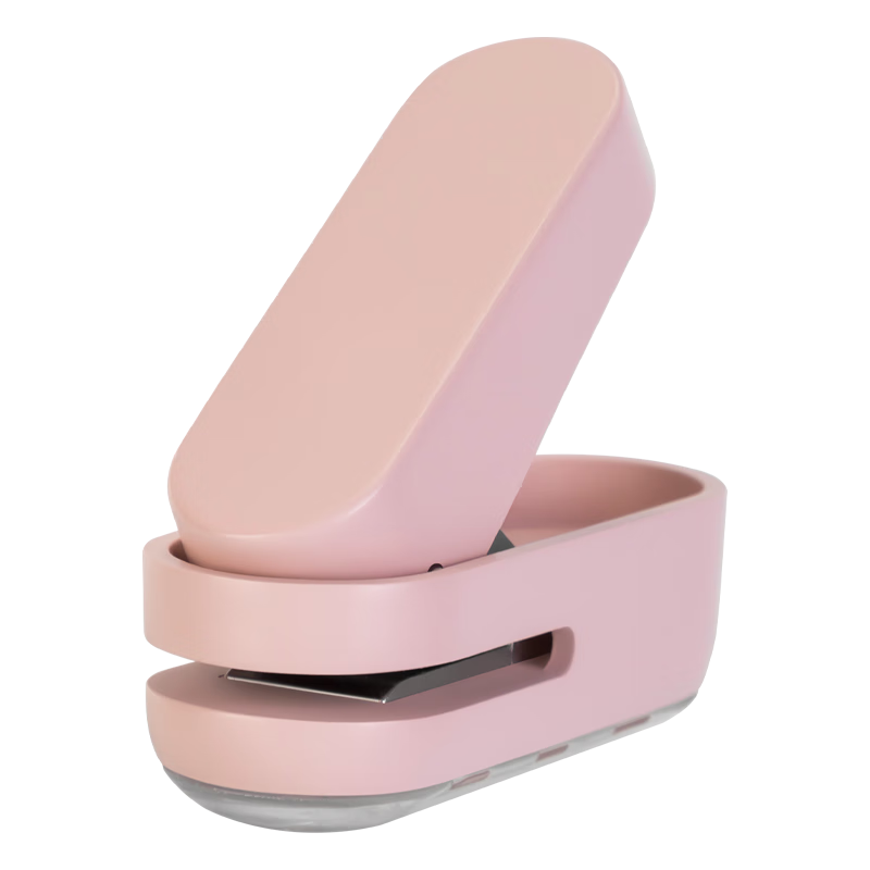 Deli Hole Puncher Loose-Leaf Binder, Single-Hole Punching Machine, Small Push-Type File Folder Thickener Puncher, Children's Handmade Bead Puncher with Dust Collection, Pink NS088