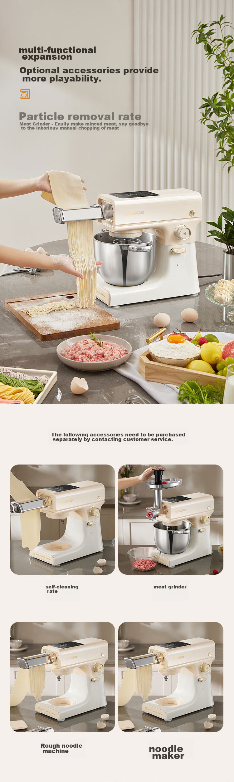 DAEWOO DY-CSJ05B White Household Small Fully Automatic Dough Mixer and Kneading Machine Chef Mixer Cooker 22