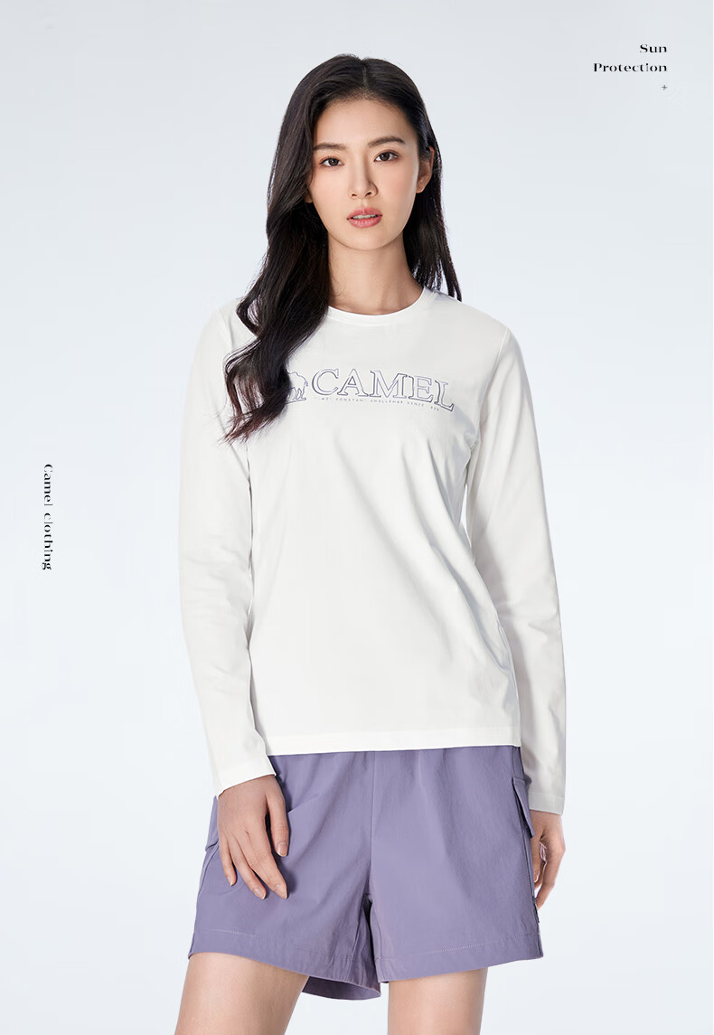 CAMEL Outdoor Quick-Dry Long Sleeve Round Neck T-Shirt for Men And Women, UPF50+ Original Yarn Sun Protection UV Protection Ice Cool Top 22