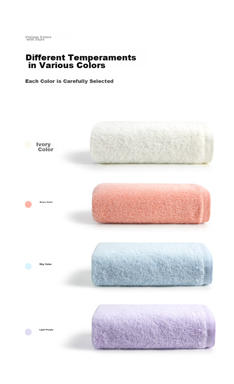 GGT Cotton Candy Towel, Class A Face Towel, Bath Towel, Absorbent Quick-Drying Towel, 2-Pack, Ivory + Dawn Color 10