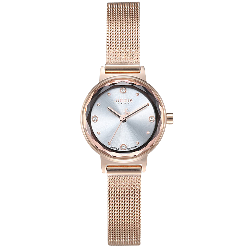 Julius Women's Watch, Fashionable Korean Style, Simple And Compact, Trendy Student Quartz Ladies Watch, Rose Gold White Dial JA-917C
