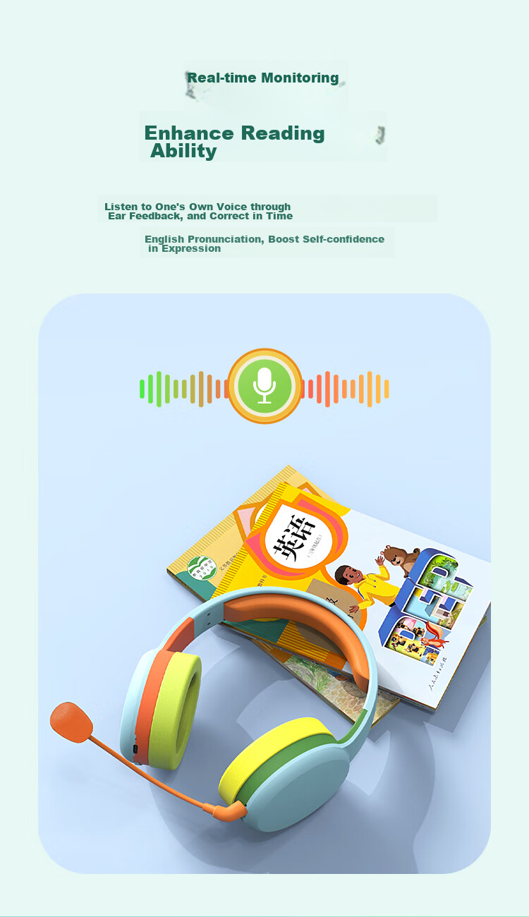Newmine TB205 Backed Reading Device, Wireless Bluetooth Headphones with In-Ear Monitoring, Over-Ear High-Quality Sound, for Computer Classes, Gaming, Sports, Long Battery Life, Ear-Style Popular Equipment 8