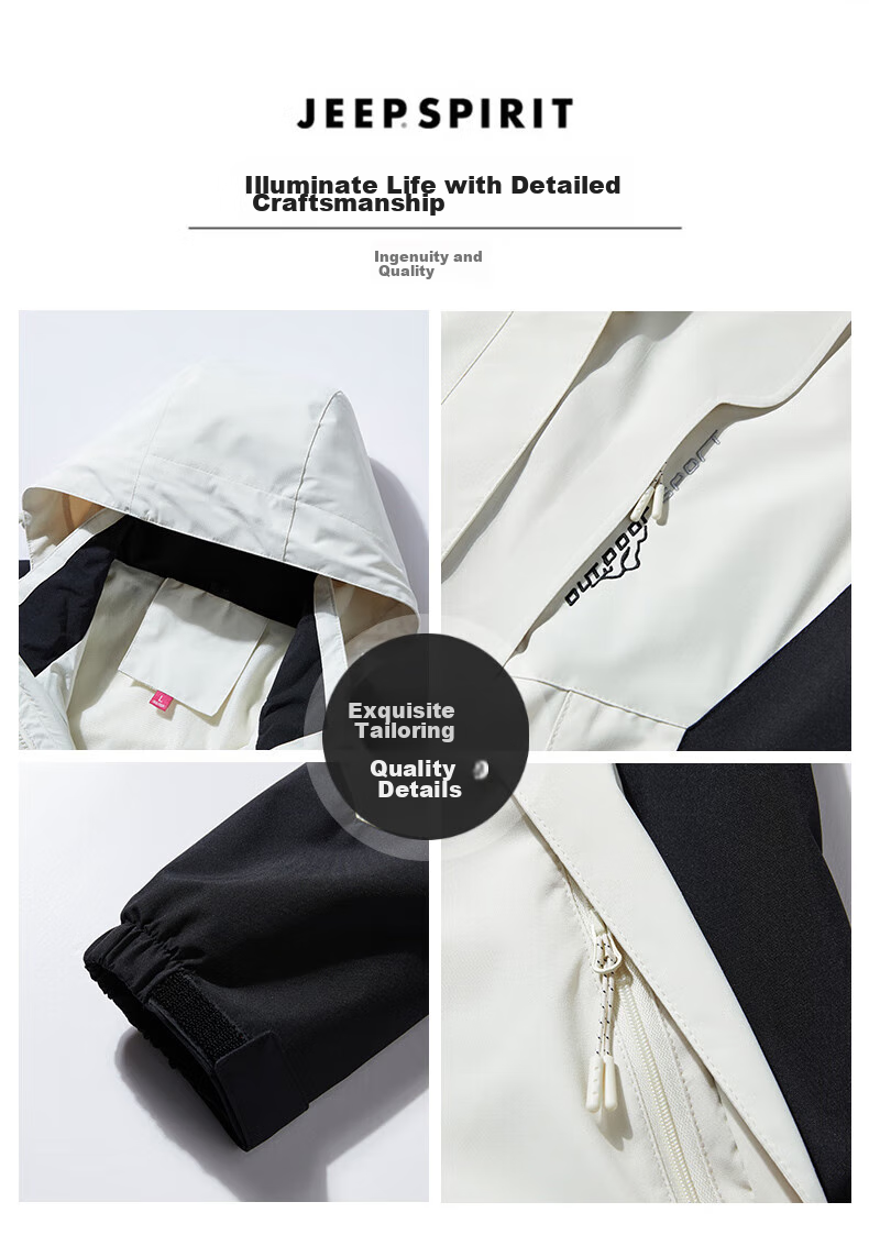 JEEP SPIRIT Windbreaker Jacket for Men And Women, Spring And Autumn Outerwear, Outdoor Windproof Coat, Warm Windbreaker 36