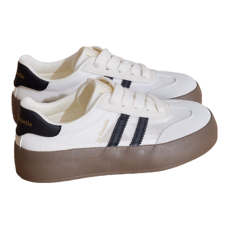 La Chapelle Women's Shoes, 2026 New Style Dexun Shoes, Thick-Soled Versatile Casual Shoes, Low-Top Lightweight Sneakers for Women, Beige/black, Size 40