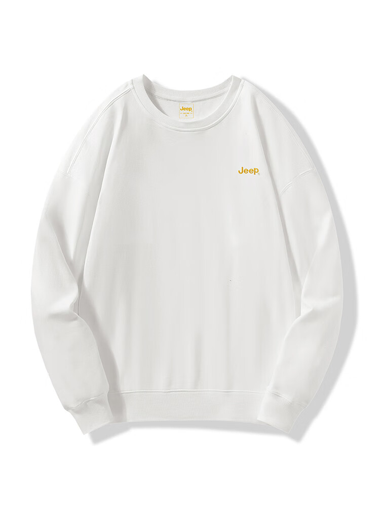 JEEP Sweatshirt for Men, Round Neck Embroidered Long-Sleeve T-Shirt, Loose Casual Sportswear, Men's Clothing 101, Black, M 12