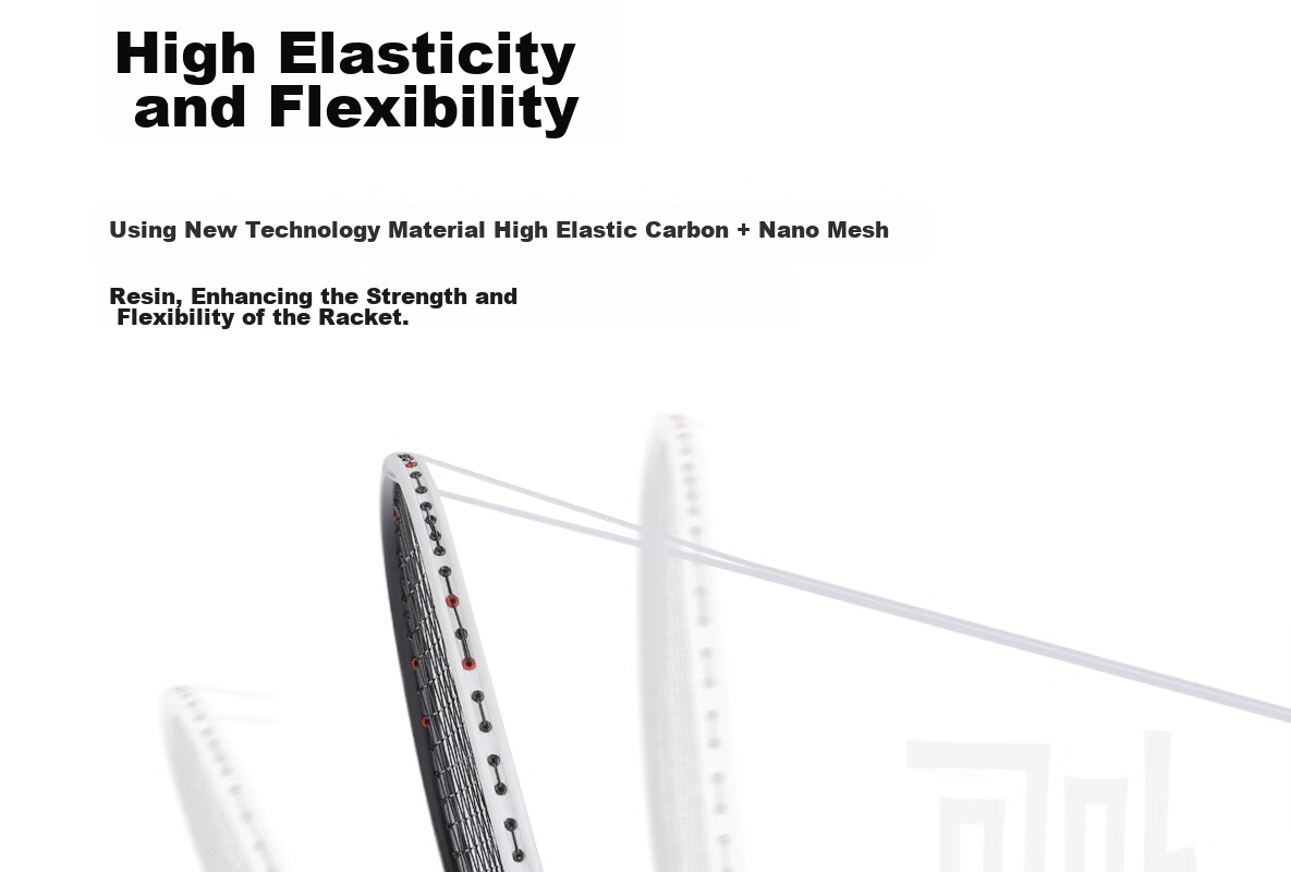Yodiman Fresh White Pair of Badminton Rackets, Full Carbon Ultra-Light 6U Double Rackets 650+660 (Badminton Set) 16