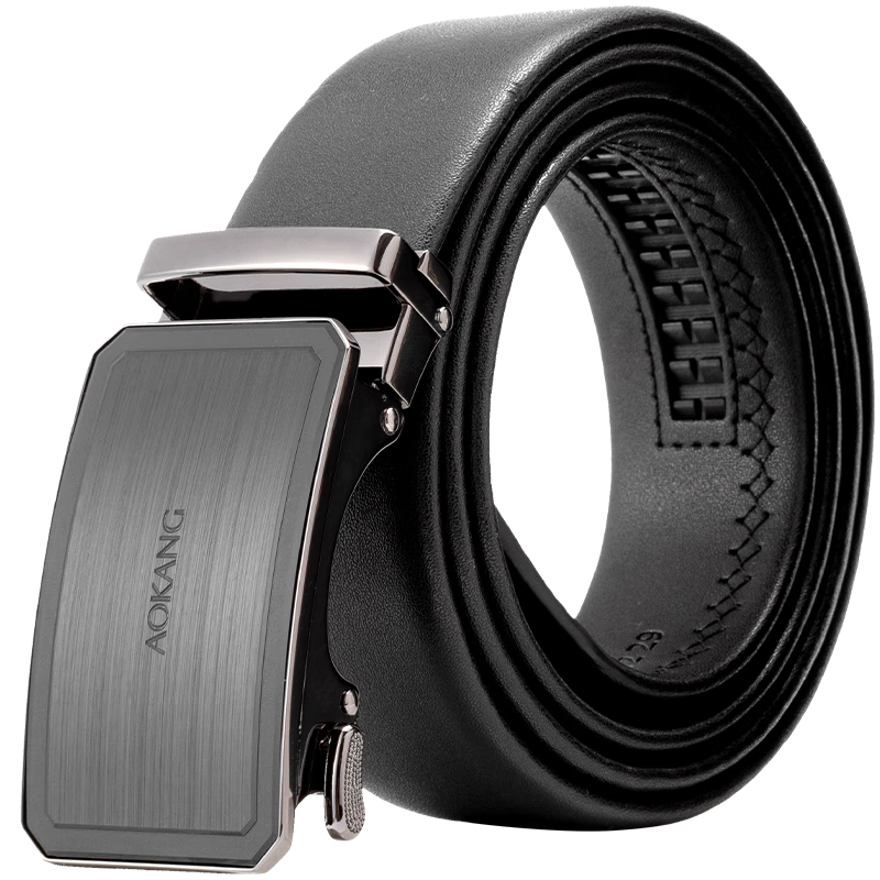 Aokang Men's Leather Belt, Casual Business Automatic Buckle Waistband, Birthday Gift for Husband