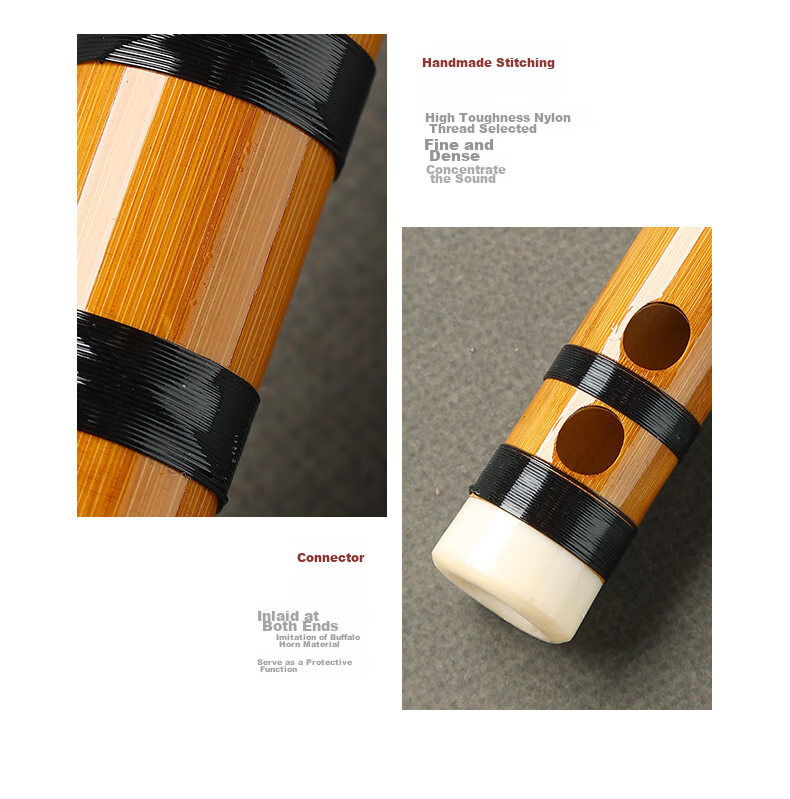 Xiangsiniao Single-Insert Brass Flute in F Key, Bitter Bamboo Flute, Transverse Flute for Students And Beginners XS1001 13