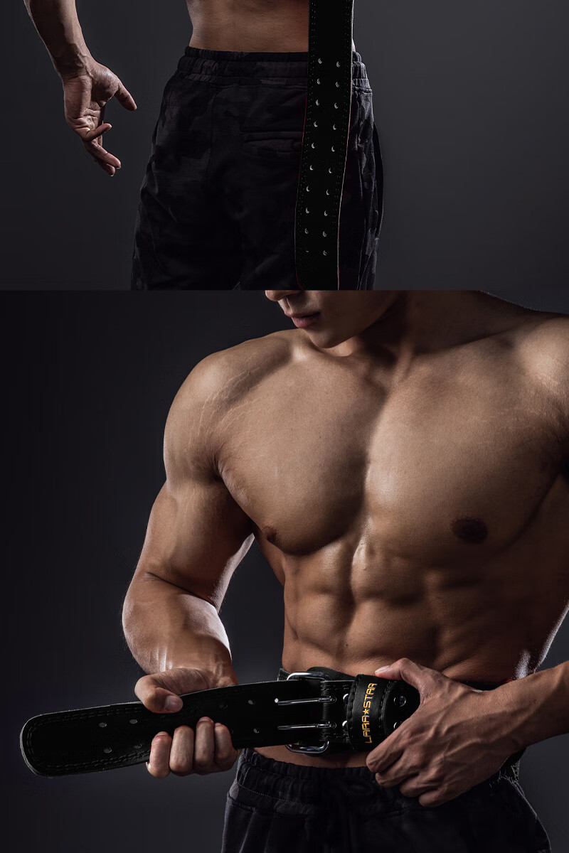 LARASTAR Squat Belt, Cowhide Fitness Waistband for Men, Professional Equipment Training Support, Deadlift Back Support Belt, Black Wide Version M 11