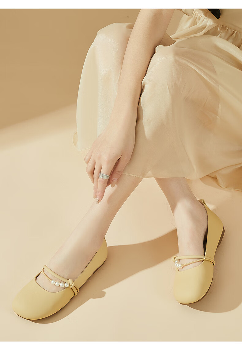 DAPHNE Gentle Fairy-Style Flats for Women, Soft Sole Mary Jane Shoes, Evening Shoes for Women 4623101127 Beige 34 11