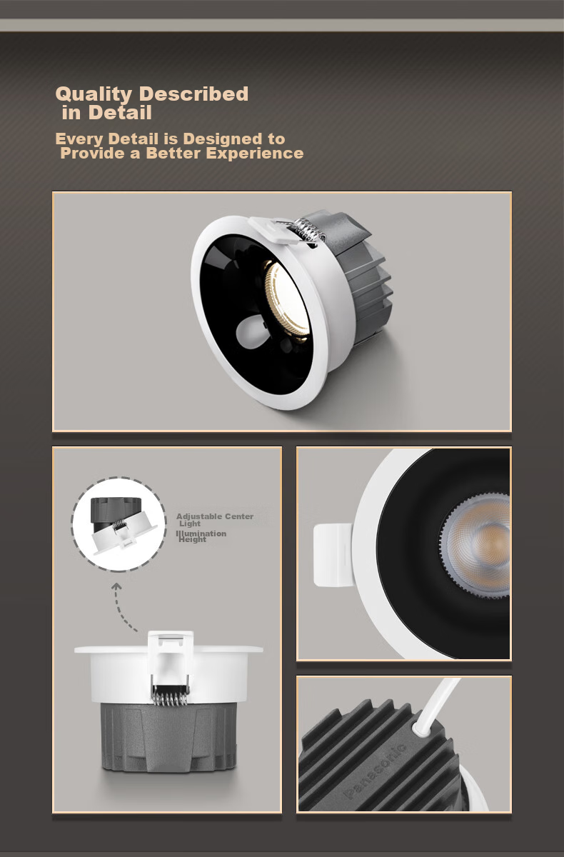 Panasonic Macro Spotlight Full Spectrum LED Recessed Wall Washer, Small Hill-Shaped Light for Living Room And Hallway, Aluminum Anti-Glare Black Cup, 5W Warm White 10