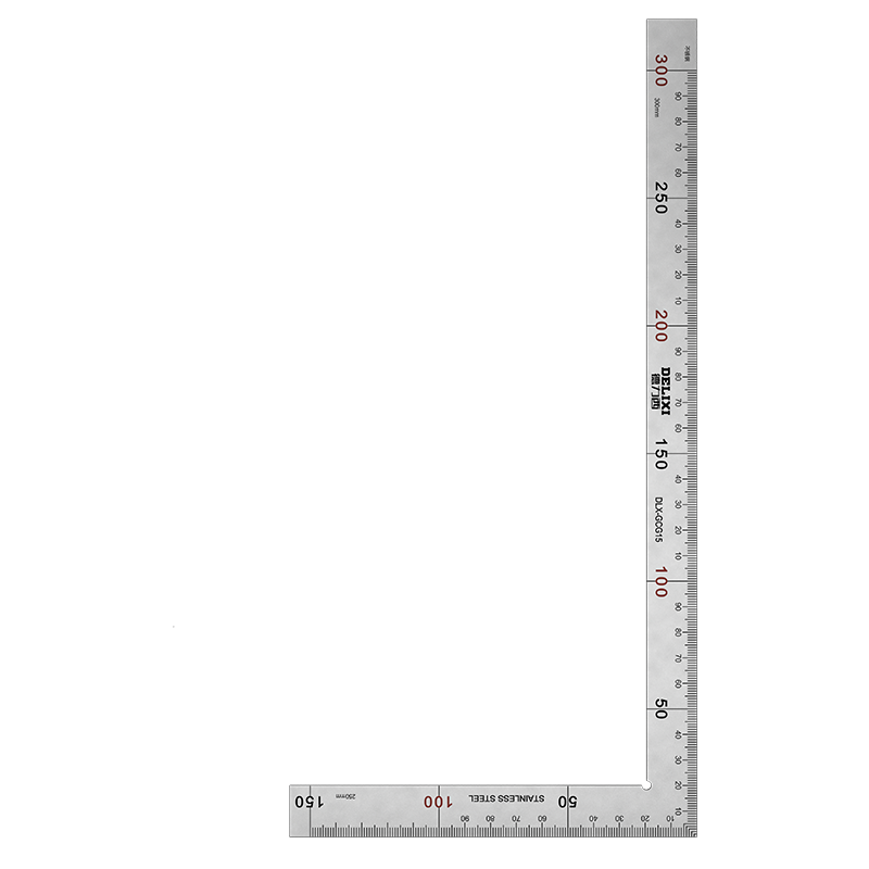 DELIXI Stainless Steel Straight Ruler, Thickened Steel Straight Ruler Set, High-Precision Scale Ruler, Metal Square Ruler, Right Angle Ruler