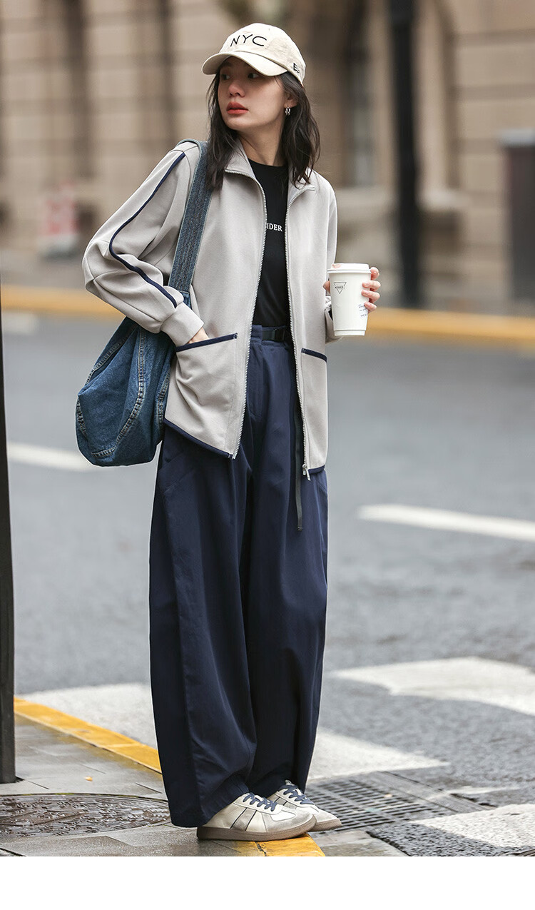 Dme [Stand-Up Collar Contrasting Trim Sweatshirt], Spring And Autumn Design, Stylish, Slimming, Long-Sleeve Casual Jacket for Wome 17