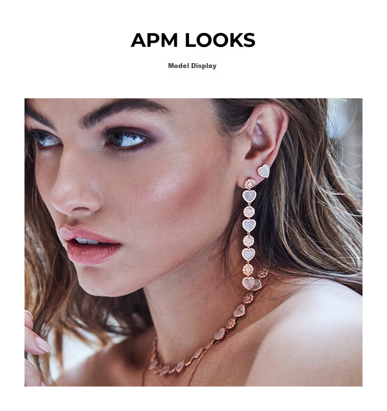 APM Monaco Pink Mother-Of Heart Stud Earrings, Niche Luxury High-End Jewelry, Birthday Gift for Girlfriend Or Wife 6