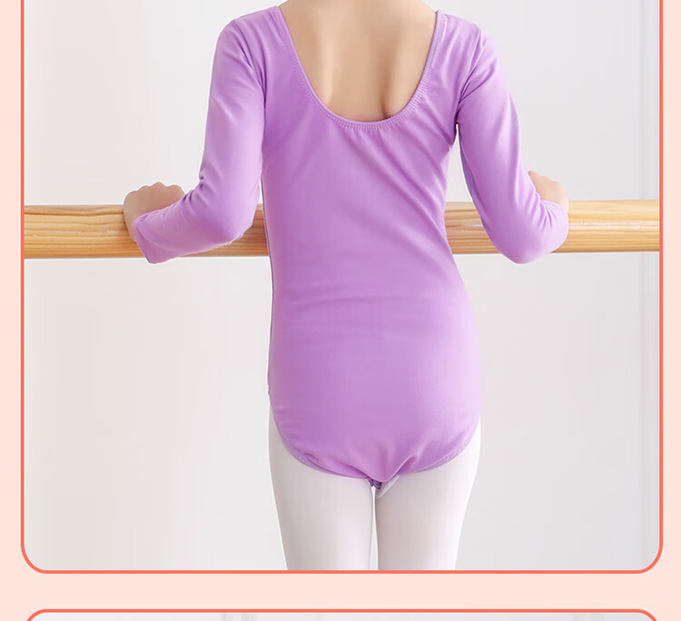 Aiwuge Children's Dance Leotard, Girls' Ballet Practice Outfit, Long-Sleeve One-Piece Dance Costume for Girls, Exam Uniform, Size 130 15