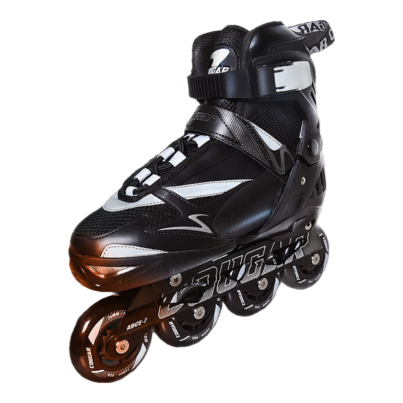 COUGAR Adult Adjustable Casual Roller Skates for Street Skating, Unisex Inline Skates, Black