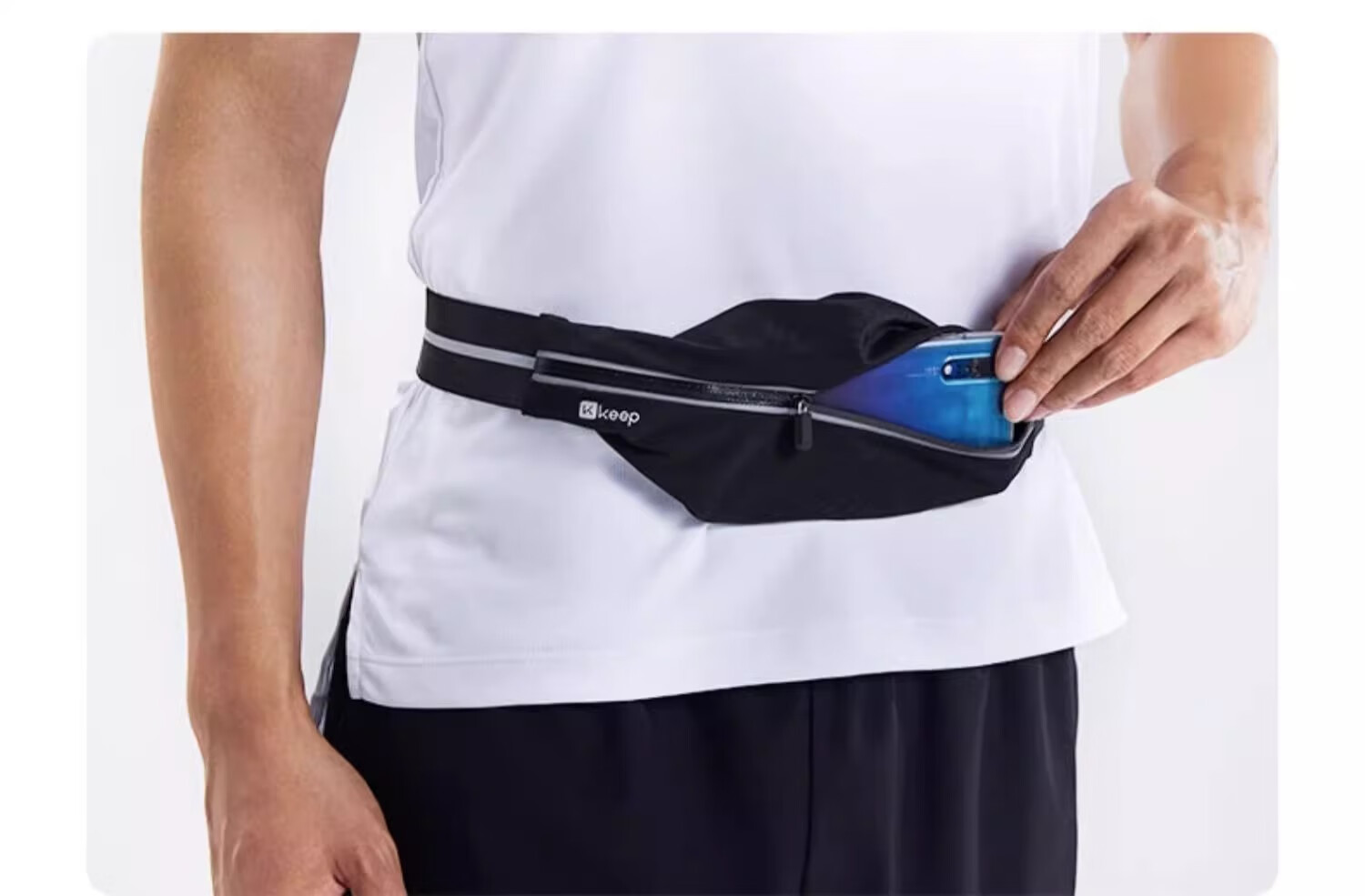 Keep Portable Waist Bag for Running, Phone Pouch for Men And Women, Invisible Gear, Ultra-Thin Waterproof Fitness Marathon Bag, Black 9