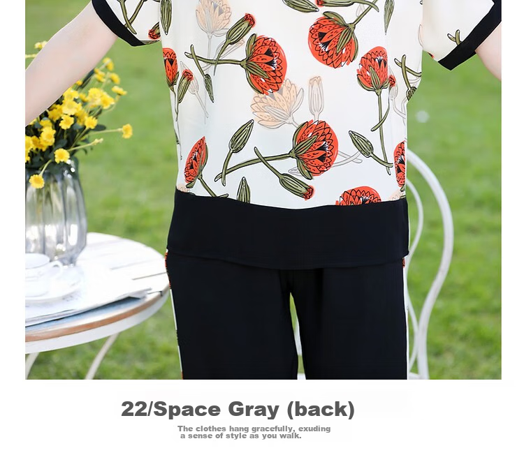 QIUFULUO Mom's Summer Loose Stylish Outfit Set, Middle-Aged And Elderly Women's High-End Clothing for Ages 50-80, Breathable Casual Wear 5