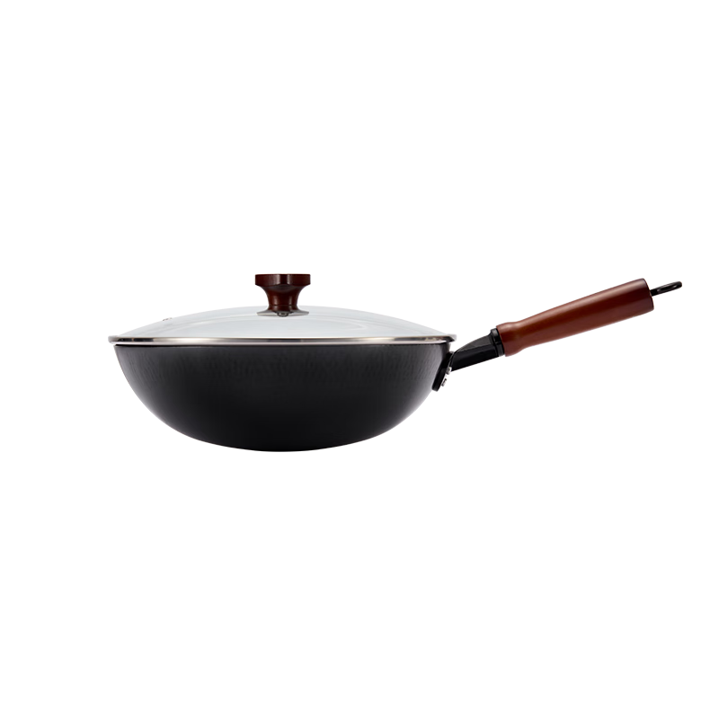 Joyoung Iron Wok, Pure Iron, Healthy, No Coating, True Stainless Steel, Hammered Texture, Physical Non-Stick, No Seasoning Required, 32cm, Specially for Open Flame Use